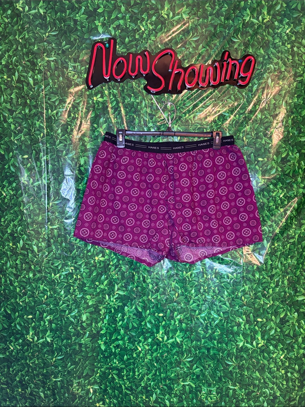 Hanes Magenta Circular Print men’s Athletic Lounge Boxers